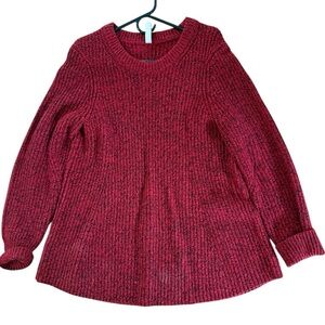 Athleta Women's Rich Red and Black Crew Neck Sweater size large.